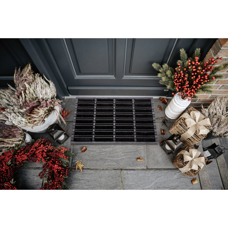Hanse Home Non-Slip Indoor Outdoor Door Mat, Rectangle 40 x 60  cm, Black