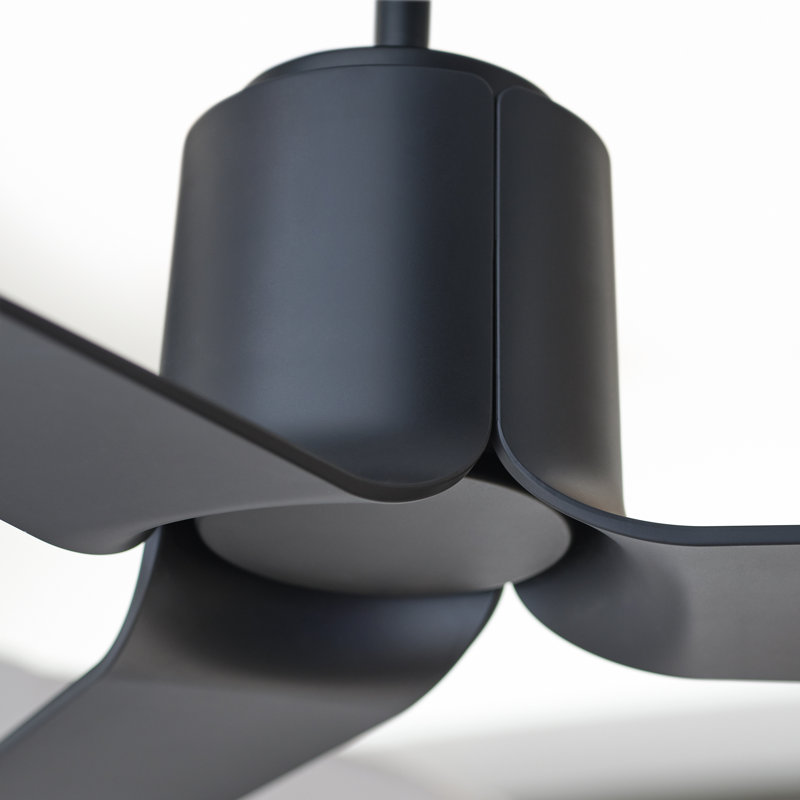 Theroux Indoor Ceiling Fan with Threaded Downrod, Midnight Black ABS blades and Handheld Remote