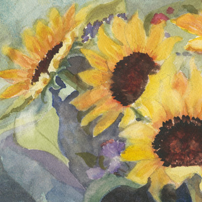Sunflowers In Watercolour I by Sandra Iafrate - Wrapped Canvas Painting