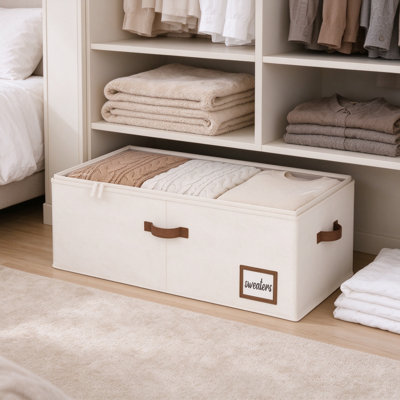 Contenants de rangement sous le lit avec couvercle transparent et poignées renforcées, organisateur en tissu durable pour couvertures, vêtements et chaussures