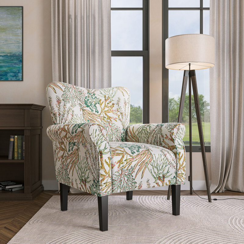Fauteuil rembourré en polyester 30,3 po Modern, Polyester vert corail