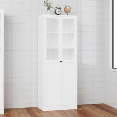72-inch White Storage Cabinet With Door And Shelves Tall Heavy-duty Adjustable Kitchen Storage Cabinet Tool-free Assembly