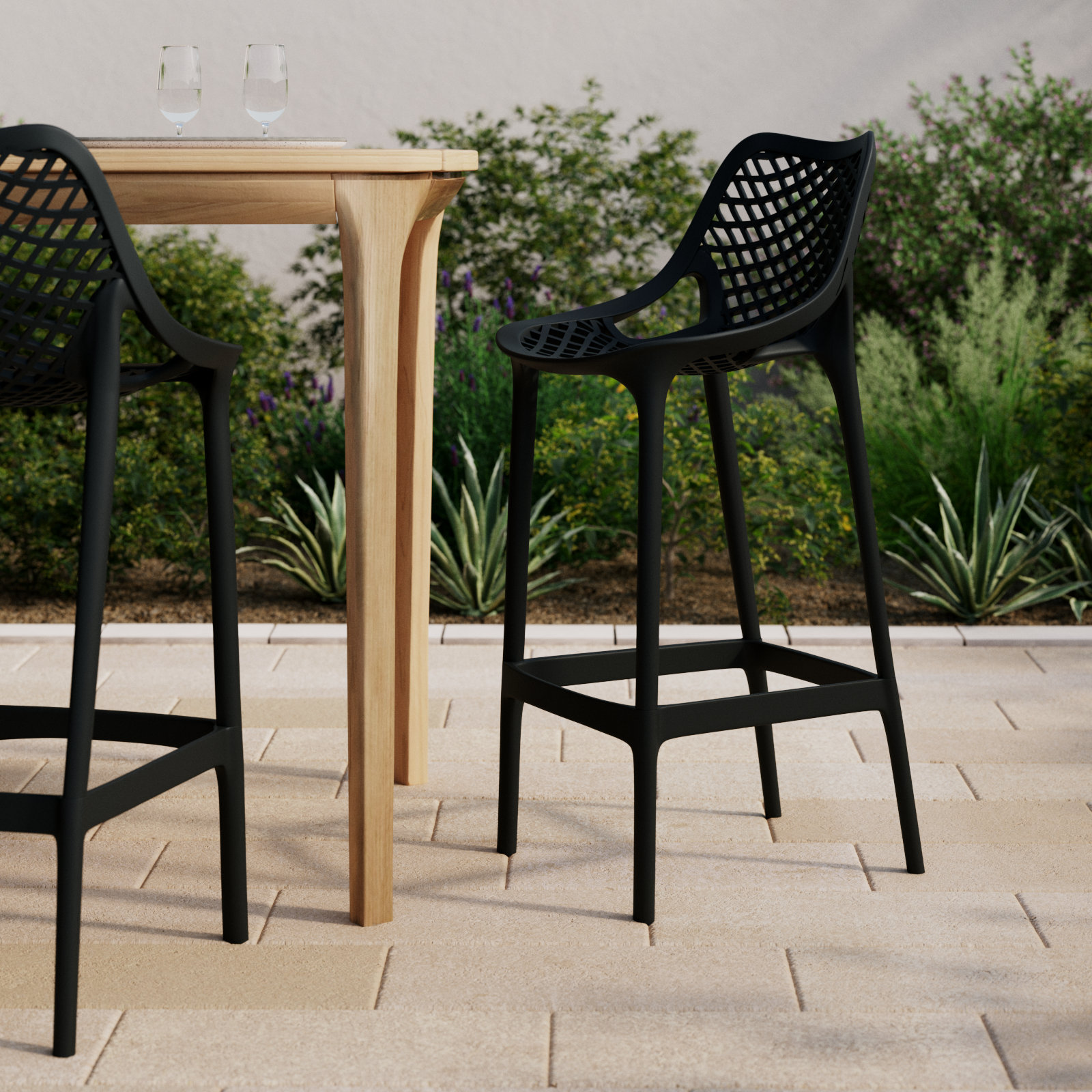 Farrah Patio Bar Stool, Black, 29.5"