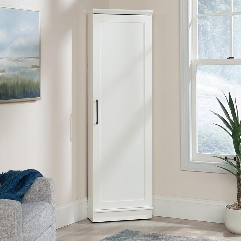 Armoire de coin de rangement - Blanc doux - Unité de coin autoportante avec tablette intérieure pour un usage domestique