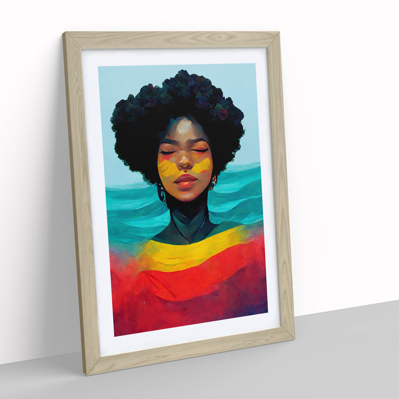 Marvellous Woman - Wall Art, 36cm H x 27cm W x 2cm D, Walnut Framed Paper, White