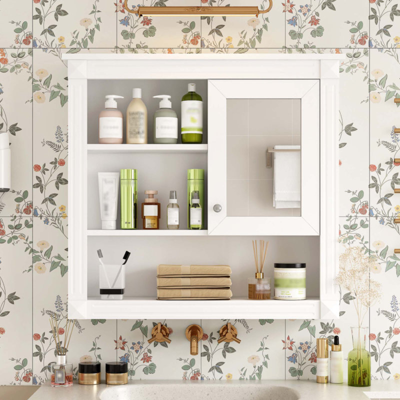 32'' Bathroom Wall Cabinet With Mirror, White