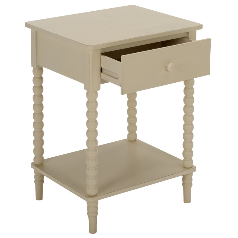 Table d'appoint à un tiroir Or bis, Distressed White