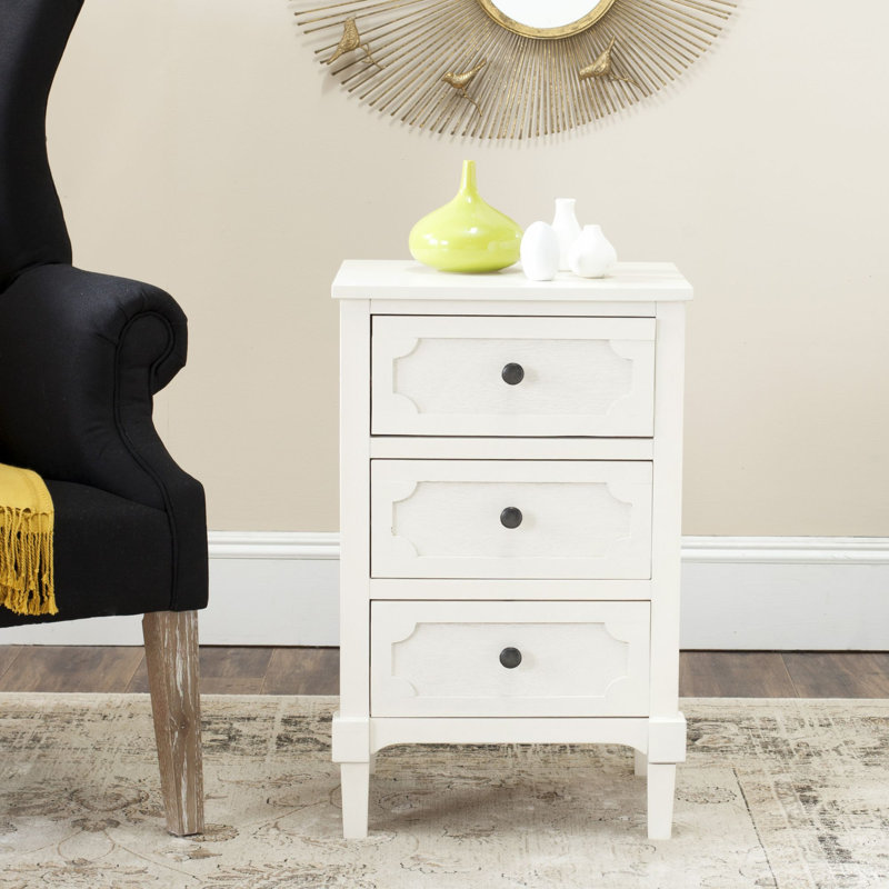 Mattalyn 17'' W Pine Wood White Nightstand - 3 Drawers Boutique Style Farmhouse Side Table for Home, White