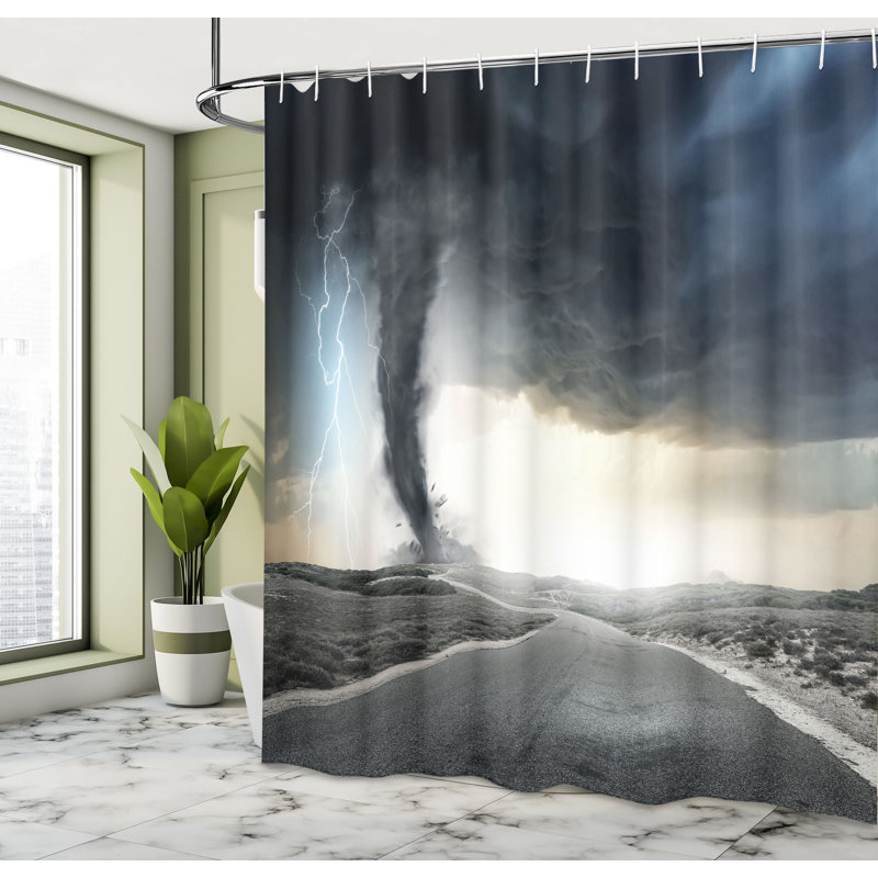 Ensemble de rideau de douche + crochets, H 69 po x l 105 po