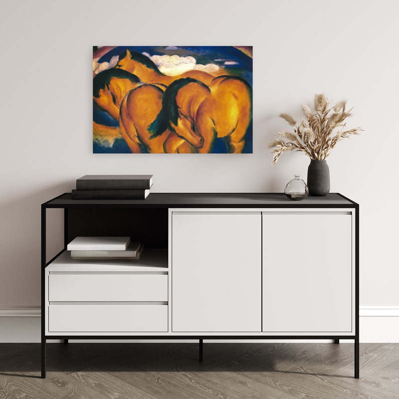 Little Yellow Horses Classic Abstract Contemporary Horse Landscape Wildlife Wall Art Print 1 Piece Wrapped Canvas Wall Art