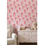 Papier peint à rayures roses, rubans, nœuds, cœurs, décoration murale amovible-507269497