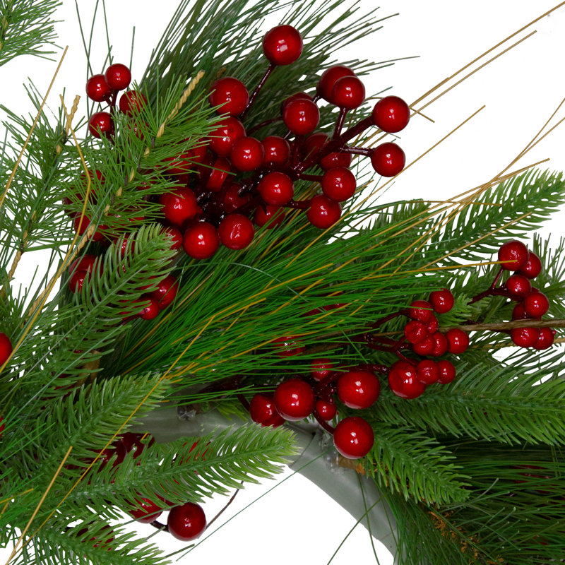 24-Inch Red Berry and Pinecone Artificial Christmas Wreath