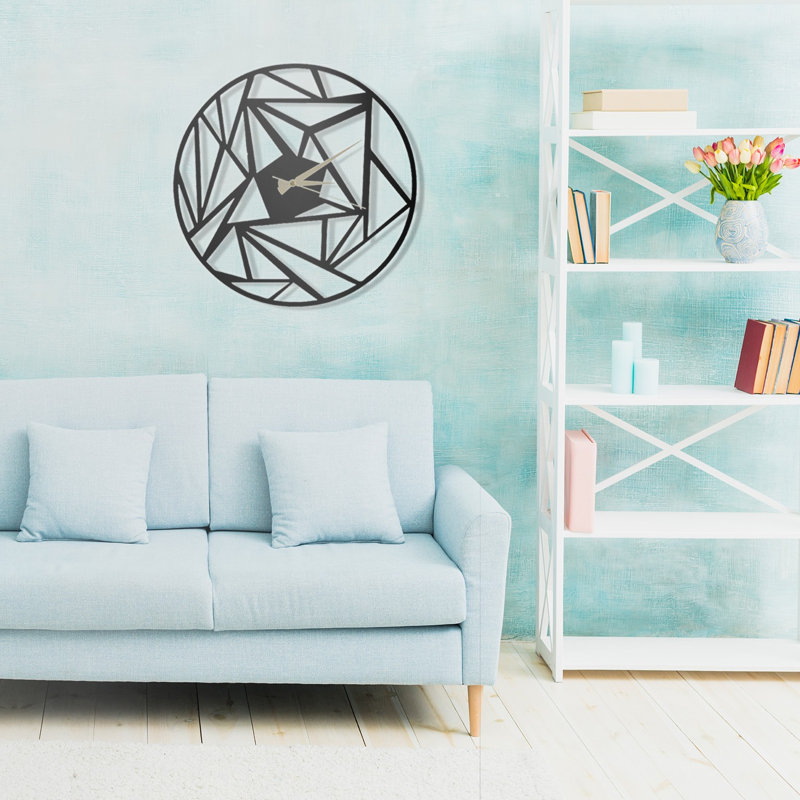 Horloge murale élégante en métal noir 19,7 po x 19,7 po | 100% métal durable avec une épaisseur de 0,08 pouce | Mécanisme silencieux, fixation murale facile | Parfait pour la décoration intérieure, les espaces de bureau et les intérieurs modernes