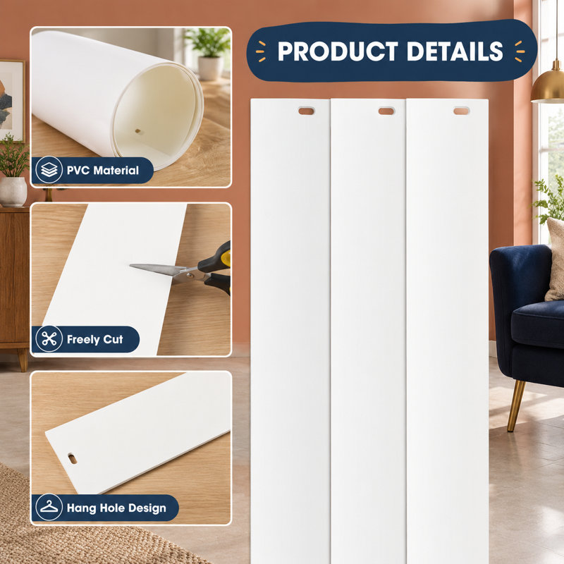 25 lamelles de rechange verticales blanches en PVC pour stores de fenêtre, chacune de 82,5 pouces, destinées à remplacer les portes coulissantes en verre, les portes-fenêtres ou les fenêtres.
