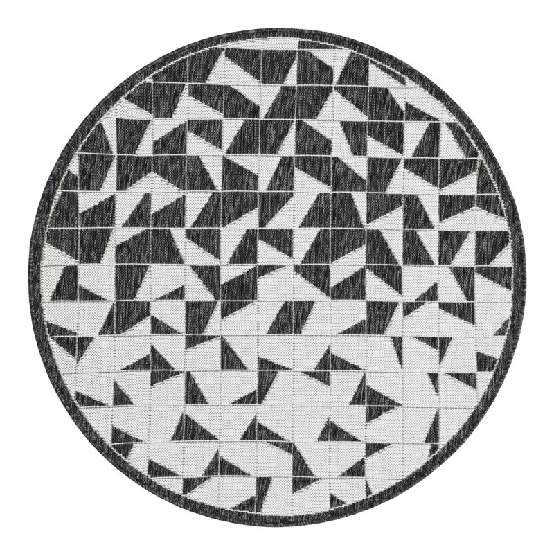 Tapis intérieur / extérieur d'extérieur moderne, Rond 4 pi 1 po