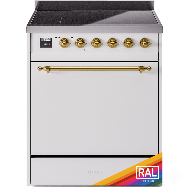 ILVE Nostalgie II Series 30 inch Induction Range with 4 Induction Elements (Glass Door), RAL/Brass