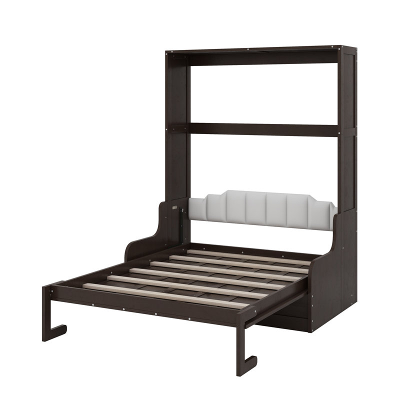 Grand lit escamotable mural avec coussin, Espresso