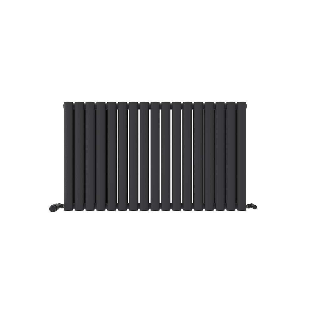 iBathUK Princia Horizontal Double Oval Panel Radiator Angled Valve