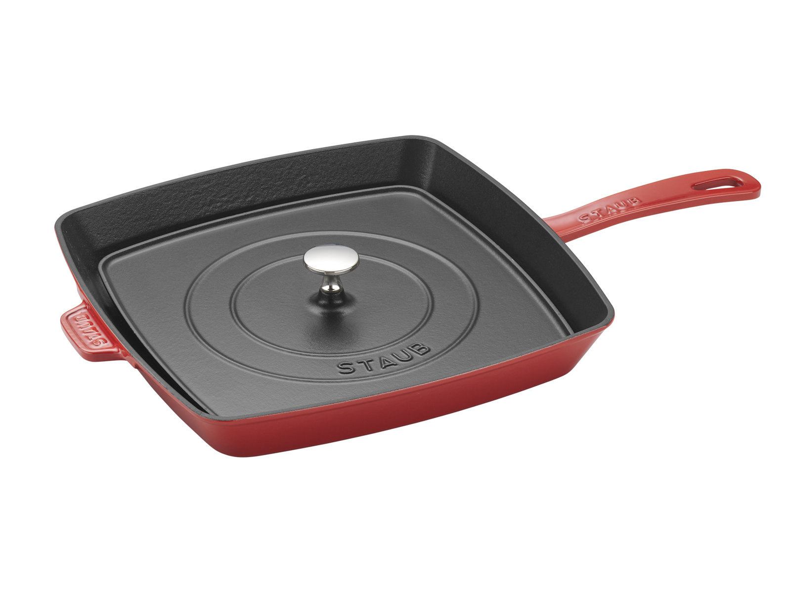 Staub Cast Iron Square Grill Pan, Cherry