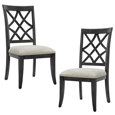 Chaise de salle à manger de style Mid-Century en chêne foncé, de 2, chaises en bois massif rembourrées