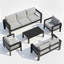 Ensemble de conversation de patio 5 pièces en aluminium 5 pièces, canapé d'extérieur 7 places avec coussins épais et structure et table basse-1860838020-1860838042