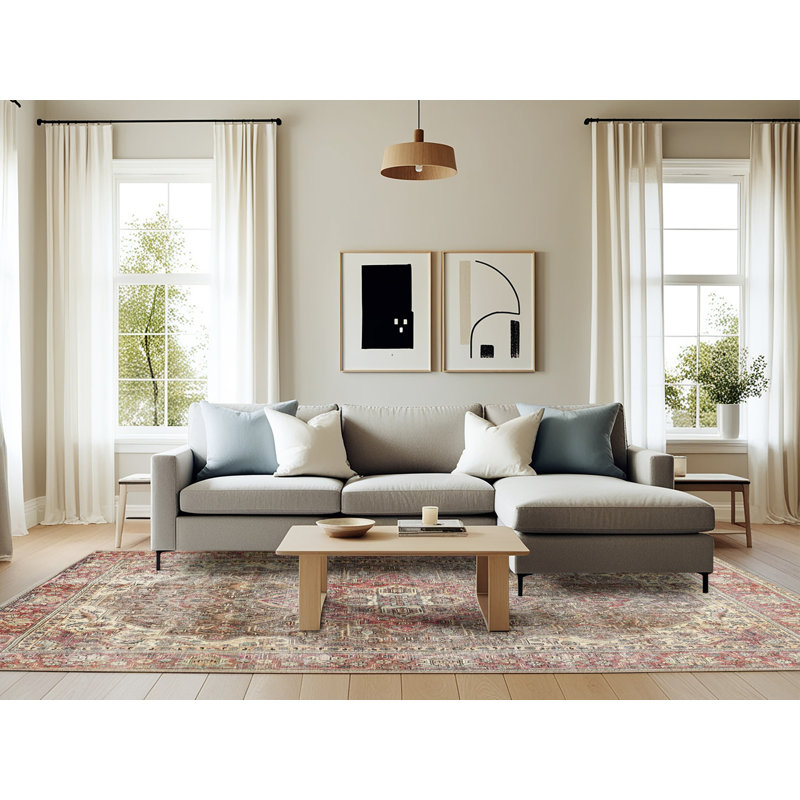 Tapis brun à motif oriental, Rectangle 6 pi x 9 pi