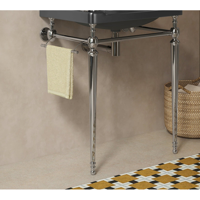 Console de salle de bain autoportante 28 "avec pieds en fer, sans lavabo et robinet, 26", Chrome chrome