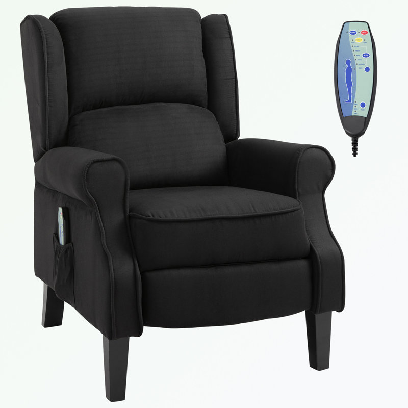 Tisya Upholstered Heated Massage Chair, Black