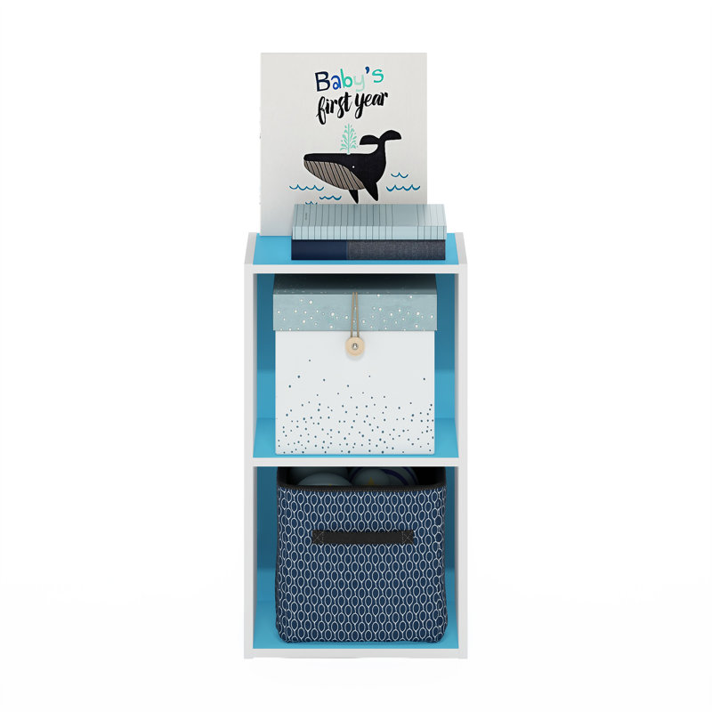 Heintje 2-Tier Open Shelf Bookcase, Light Blue/White