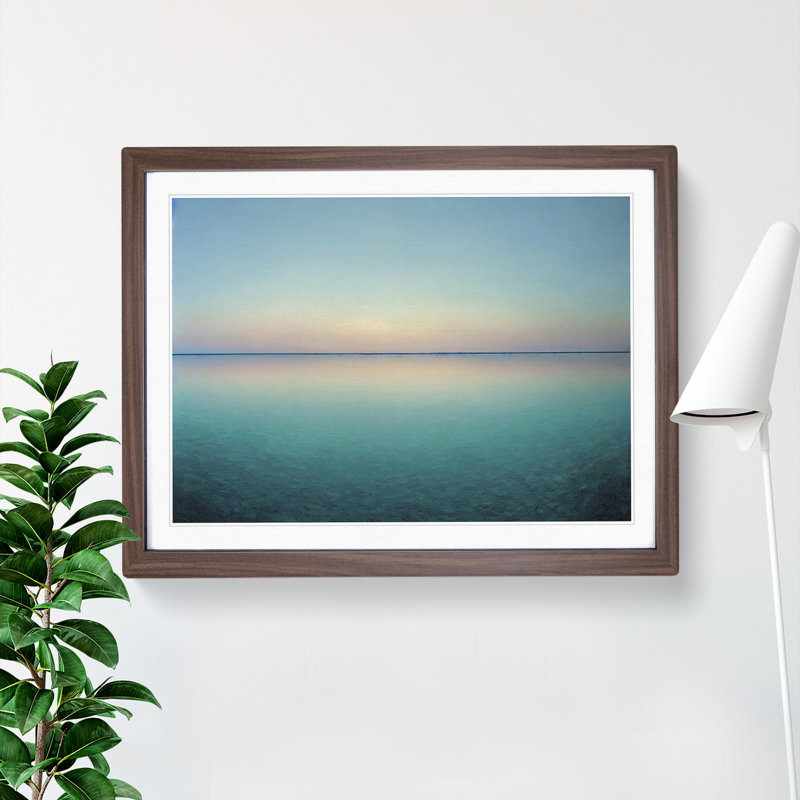 Serene Lake - Single Picture Frame Painting, 46cm H x 64cm W x 2cm D, Walnut
