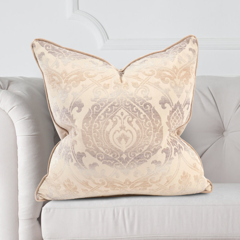 Davida Kay Damask Throw Pillow, 20" x 20", Sand