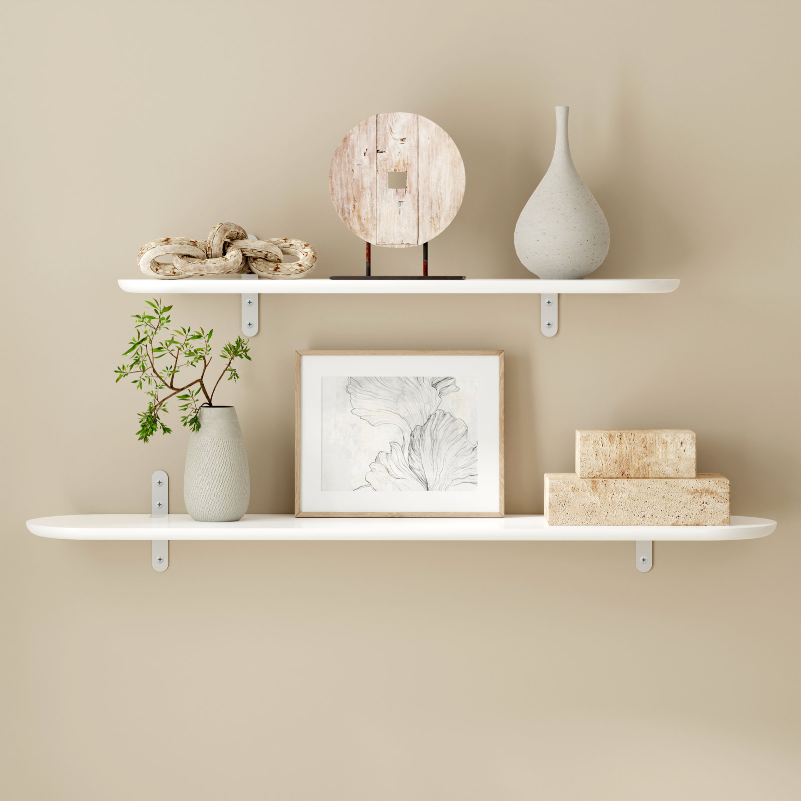 Poe 36" Bracket Shelf, White, White