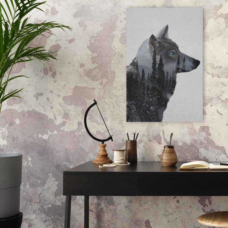 Loup d'hiver - animaux loups contemporains, H 24 po x l 16 po