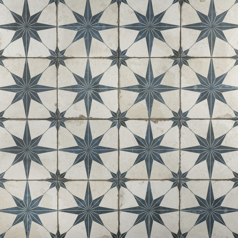 Carreau de céramique à motifs pour mur et plancher de 18 po x 18 po Kings, Beige/bleu