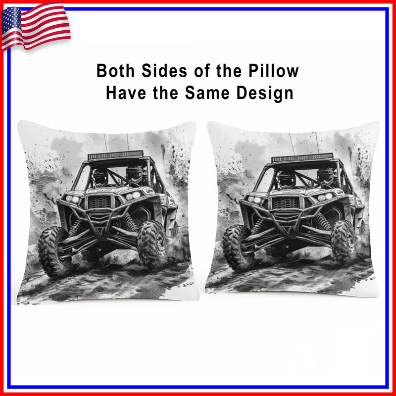 Coussins décoratifs Off Road, 14 X 14 pouces, Noir anthracite foncé