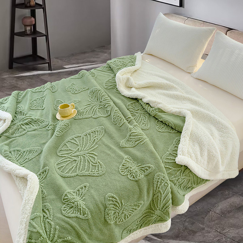 Couverture réversible en molleton jacquard, L 80 po x l 60 po, Vert