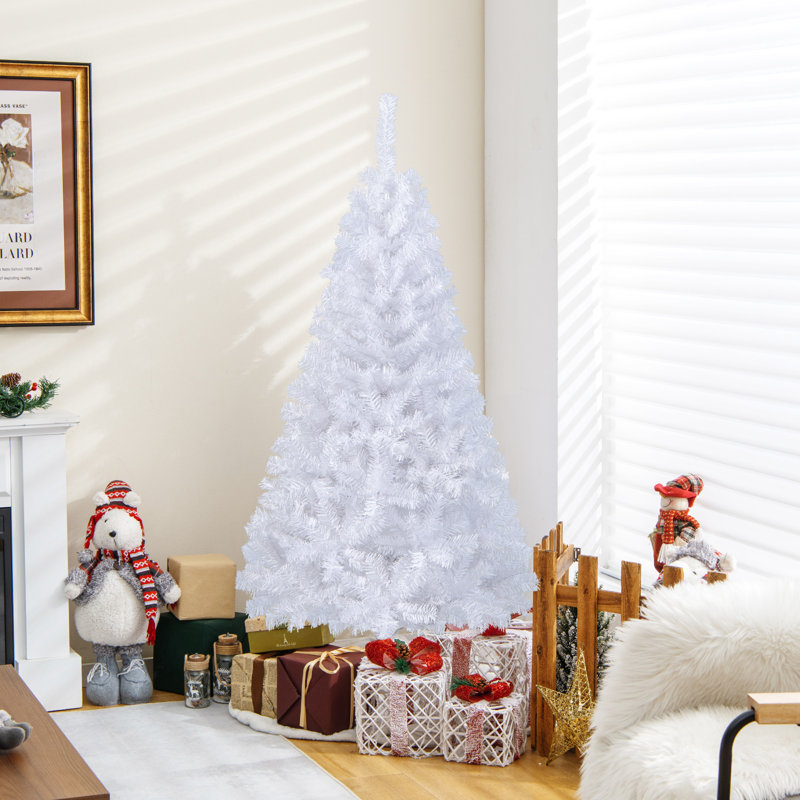 Arbre de Noël artificiel blanc en PVC avec base en métal, H 5 pi