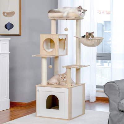 Tour à chat en bois beige Deluxe Condos