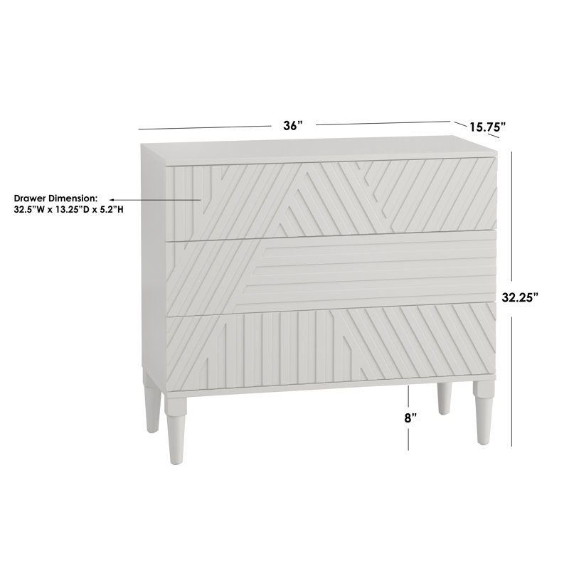 Commode décorative 3 tiroirs Gercho, Taupe
