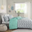 Ensembles de literie confortables en polyester turquoise, conception moderne à chevrons pour la maison