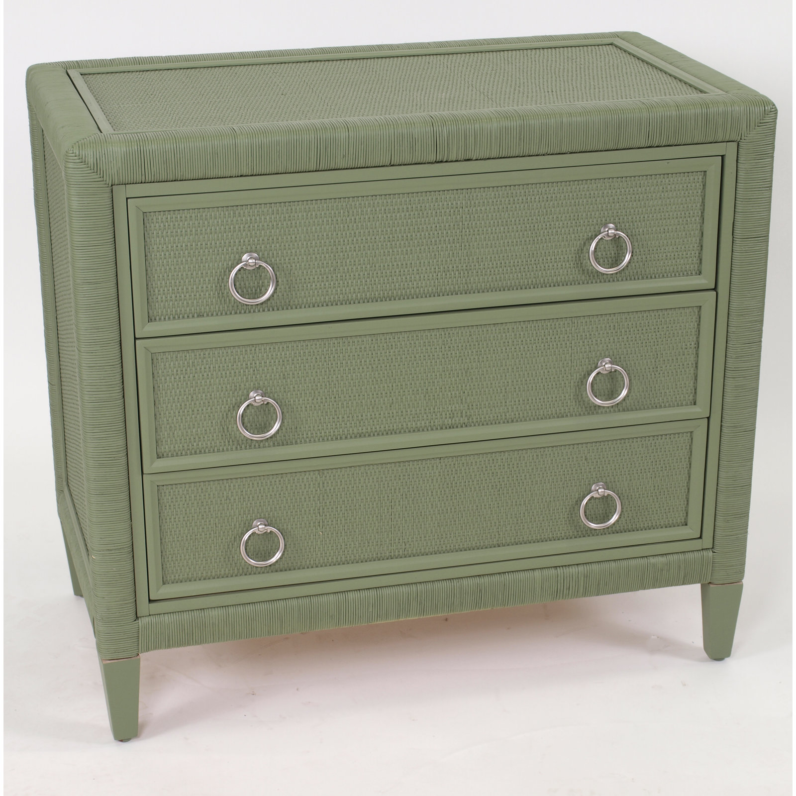 Warwick 3-Drawer Wicker Chest, Satin Nickel, Willow