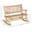 Chaise berçante en bois pour 2 personnes avec conception de bûches, causeuse robuste avec larges sièges incurvés pour patio, cour, jardin, naturel-1095678739