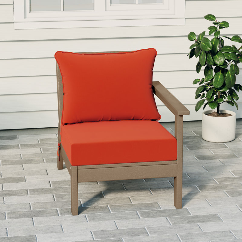 Fauteuil à assise profonde avec coussins profonds, Orange, Marron clair