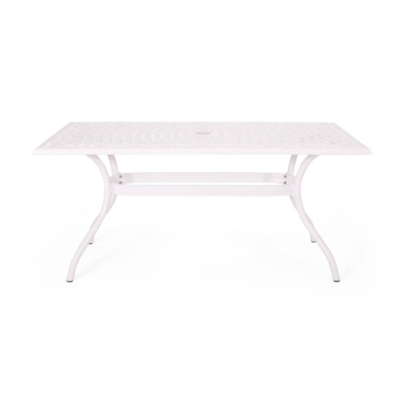 Table rectangulaire pour repas de famille en terrasse et rassemblements décontractés dans la cour, Blanc