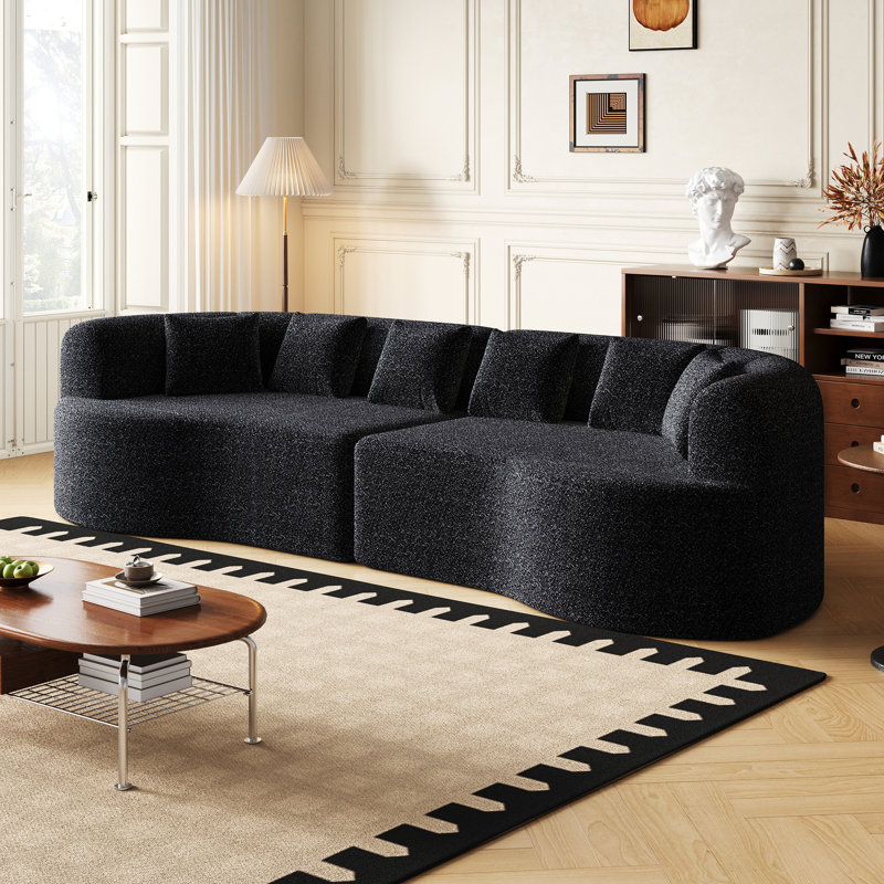 Canapé modulaire courbé, Chenille noir