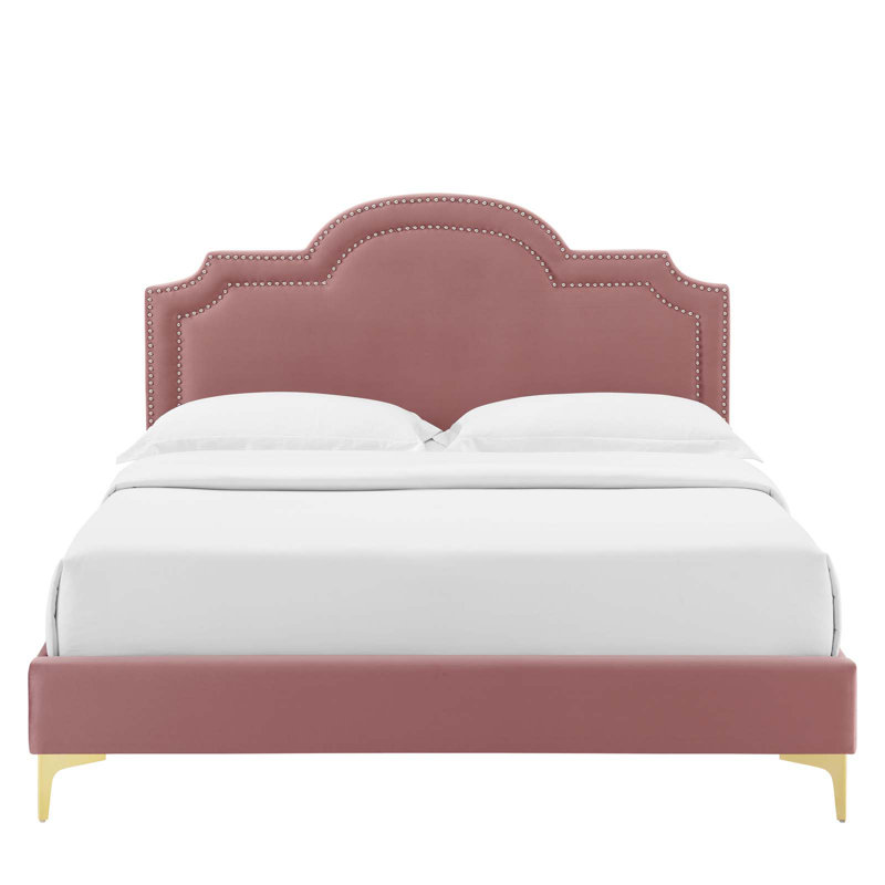 Modway Aviana Performance Velvet Bed, Twin, Dusty Rose