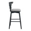 Tabouret de bar d'intérieur en bois Doria, finition noire avec revêtement gris, ensemble de 2