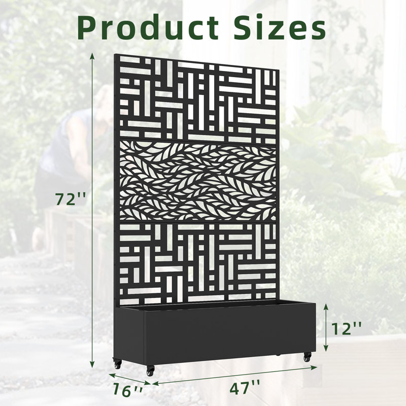 Indoor/Outdoor/Decor/Garden Two-Tone Planter Box with Lattice Panel Trellis Privacy Screen, 1