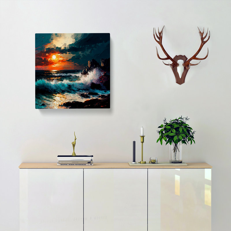 Seascape Impressionism - Wrapped Canvas - Framed Print, 35cm H x 35cm W x 3cm D