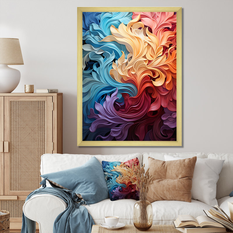 «Opt Art», impression sur toile, Encadrement doré, H 20 po x l 12 po x P 1 po